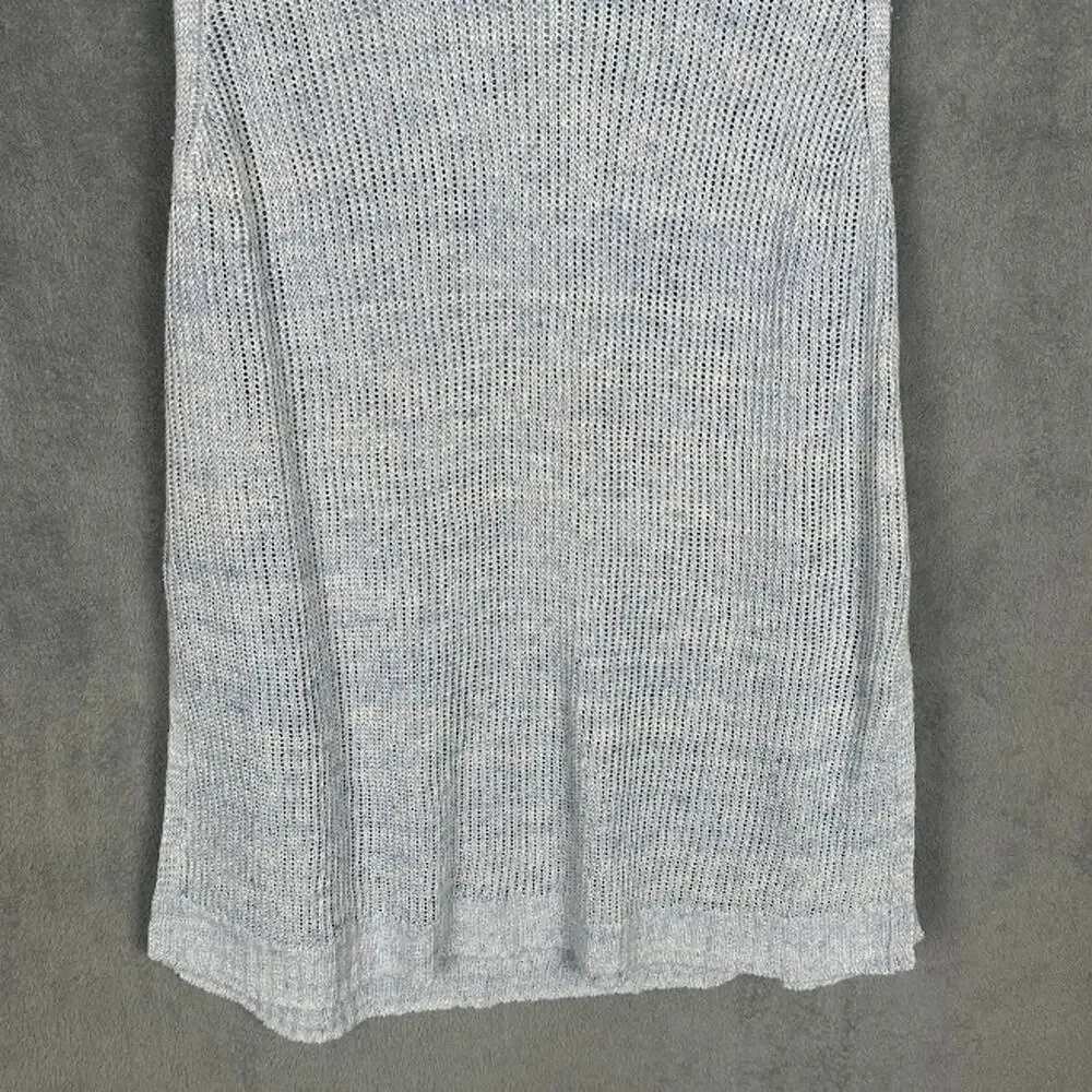 Eileen Fisher Sweater Womens Medium Blue Linen Sleeveless Luxury Resort Preppy - Picture 3 of 12